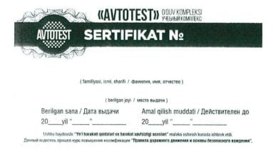 Сертификат Avtotest Report