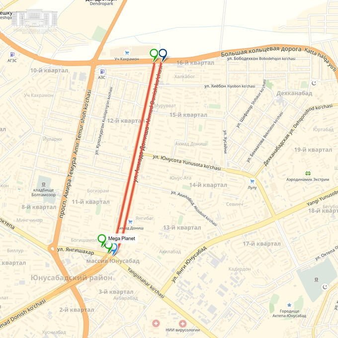 Карта перекрытия улиц Ташкента