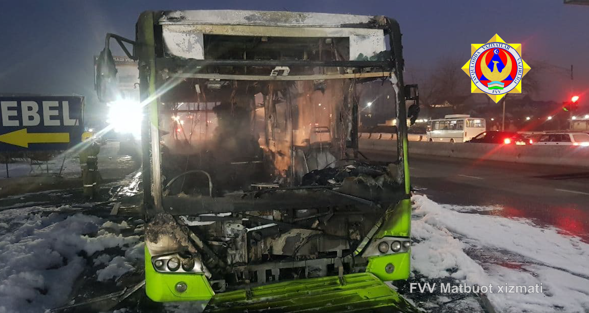 В Ташкенте сгорел автобус