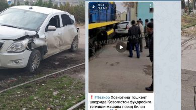 Тепловоз протаранил Cobalt в Ташкенте видео