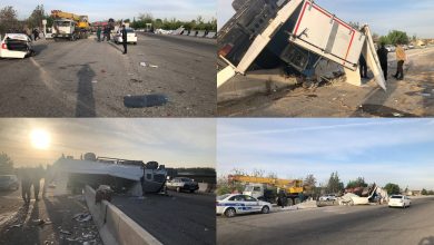 Грузовик Isuzu столкнулся с Lacetti и перевернулся