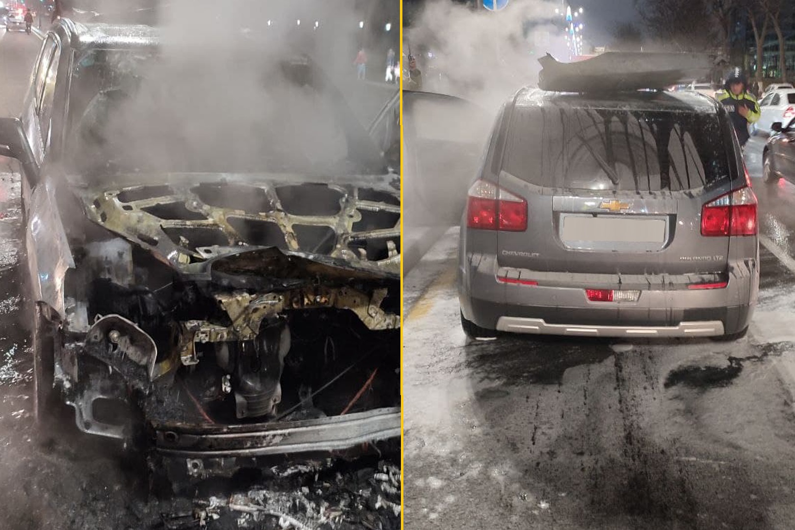 Chevrolet Orlando сгорел в Ташкенте