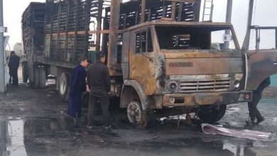 Камаз сгорел на газовой заправке в Кашкадарье В Кашкадарье Камаз сгорел на газовой заправке