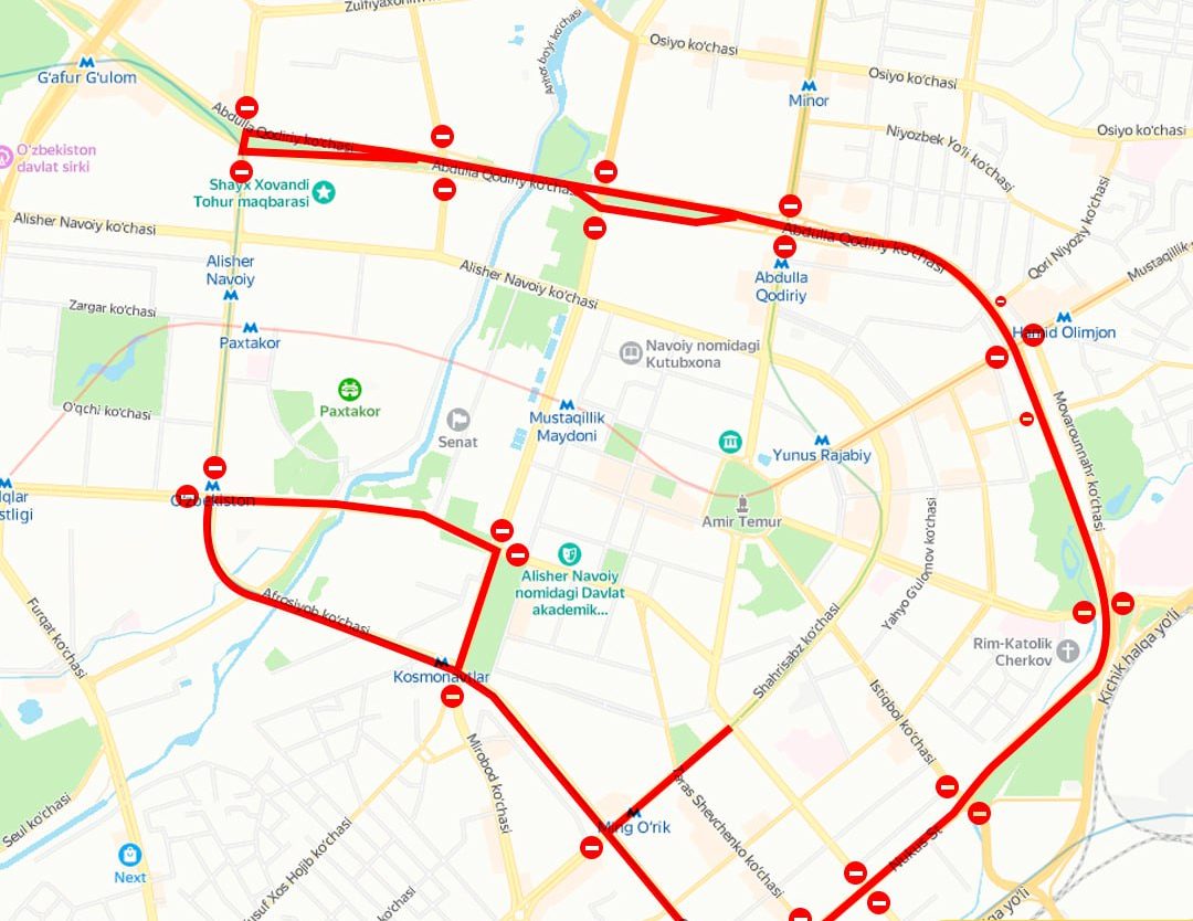 12 марта перекроют центр Ташкента - 1