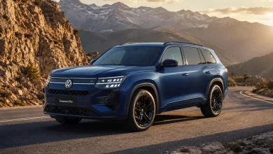 Volkswagen Teramont Pro в Узбекистане: цена, сравнение комплектаций и технические характеристики - 2 Синий Volkswagen Teramont Pro на горной дороге